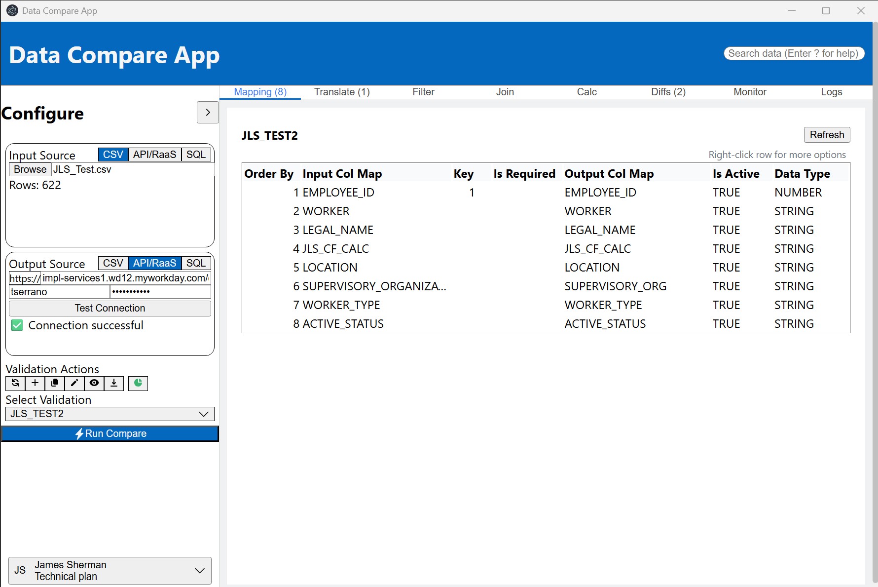 Data Compare Desktop Main Interface